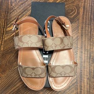 Monogram Coach logo sandals